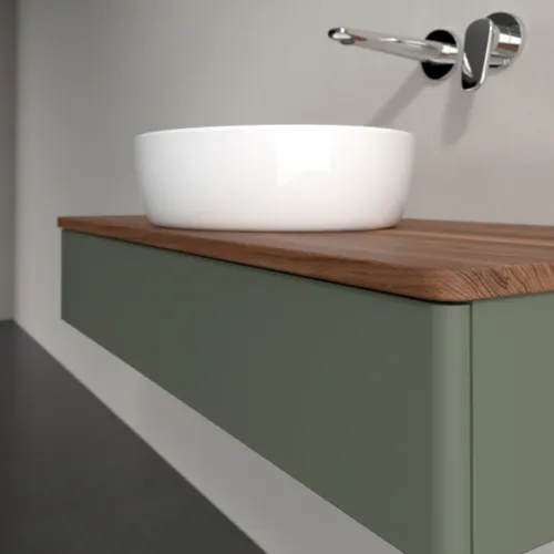 Picture of VILLEROY BOCH Antao Vanity unit, 1 pull-out compartment, 1000 x 190 x 500 mm, Front without structure, Leaf Green Matt Lacquer / Warm Walnut #K09012HL
