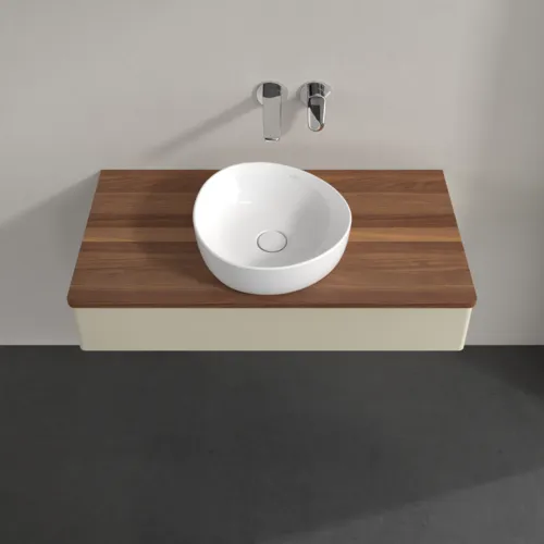 Obrázek VILLEROY BOCH Toaletní skříňka Antao, 1 zásuvka, 1000 x 190 x 500 mm, přední strana bez konstrukce, hedvábně šedý matný lak / teplý ořech #K09012HJ