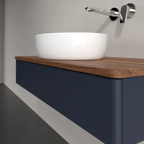 Bild von VILLEROY BOCH Antao Waschbeckenunterschrank, 1 Auszug, 1000 x 190 x 500 mm, Front ohne Struktur, Midnight Blue Matt Lacquer / Warm Walnut #K09012HG