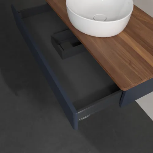 Bild von VILLEROY BOCH Antao Waschbeckenunterschrank, 1 Auszug, 1000 x 190 x 500 mm, Front ohne Struktur, Midnight Blue Matt Lacquer / Warm Walnut #K09012HG