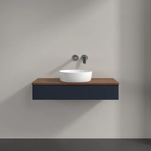 Bild von VILLEROY BOCH Antao Waschbeckenunterschrank, 1 Auszug, 1000 x 190 x 500 mm, Front ohne Struktur, Midnight Blue Matt Lacquer / Warm Walnut #K09012HG