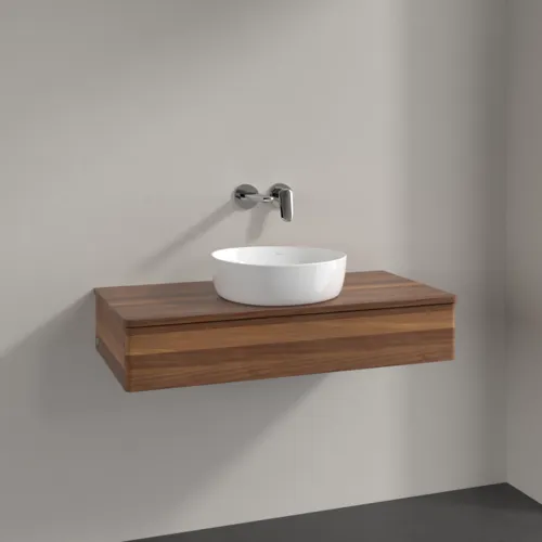 Picture of VILLEROY BOCH Antao Vanity unit, 1 pull-out compartment, 1000 x 190 x 500 mm, Front without structure, Warm Walnut / Warm Walnut #K09012HM