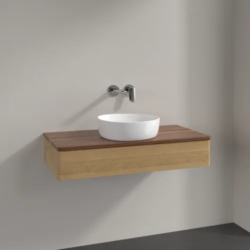 Bild von VILLEROY BOCH Antao Waschbeckenunterschrank, 1 Auszug, 1000 x 190 x 500 mm, Front ohne Struktur, Honey Oak / Warm Walnut #K09012HN