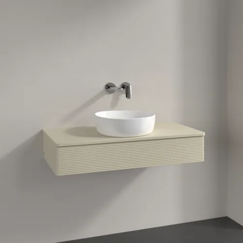 Bild von VILLEROY BOCH Antao Waschbeckenunterschrank, 1 Auszug, 1000 x 190 x 500 mm, Front mit Struktur, Silk Grey Matt Lacquer / Silk Grey Matt Lacquer #K09110HJ