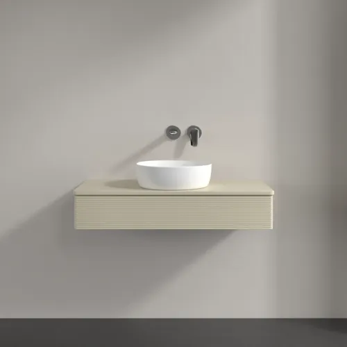 Bild von VILLEROY BOCH Antao Waschbeckenunterschrank, 1 Auszug, 1000 x 190 x 500 mm, Front mit Struktur, Silk Grey Matt Lacquer / Silk Grey Matt Lacquer #K09110HJ