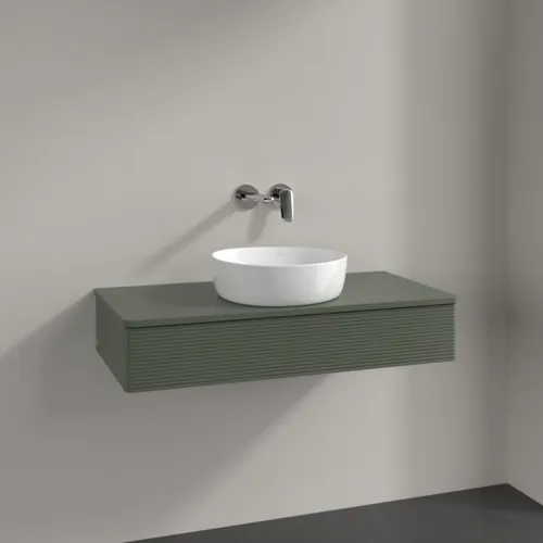 Bild von VILLEROY BOCH Antao Waschbeckenunterschrank, 1 Auszug, 1000 x 190 x 500 mm, Front mit Struktur, Leaf Green Matt Lacquer / Leaf Green Matt Lacquer #K09110HL