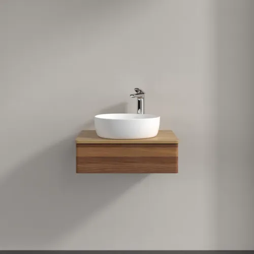 Bild von VILLEROY BOCH Antao Waschbeckenunterschrank, 1 Auszug, 600 x 190 x 500 mm, Front ohne Struktur, Warm Walnut / Honey Oak #K07051HM