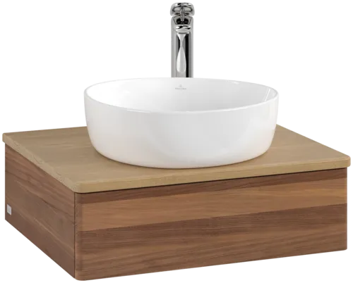 Bild von VILLEROY BOCH Antao Waschbeckenunterschrank, 1 Auszug, 600 x 190 x 500 mm, Front ohne Struktur, Warm Walnut / Honey Oak #K07051HM