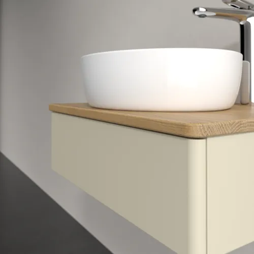 Bild von VILLEROY BOCH Antao Waschbeckenunterschrank, 1 Auszug, 600 x 190 x 500 mm, Front ohne Struktur, Silk Grey Matt Lacquer / Honey Oak #K07051HJ