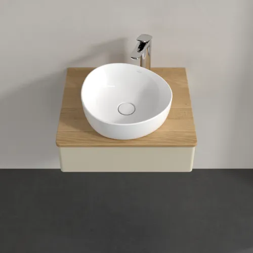 Bild von VILLEROY BOCH Antao Waschbeckenunterschrank, 1 Auszug, 600 x 190 x 500 mm, Front ohne Struktur, Silk Grey Matt Lacquer / Honey Oak #K07051HJ