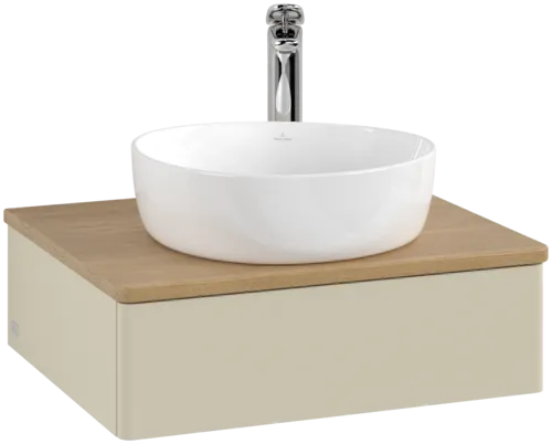 Bild von VILLEROY BOCH Antao Waschbeckenunterschrank, 1 Auszug, 600 x 190 x 500 mm, Front ohne Struktur, Silk Grey Matt Lacquer / Honey Oak #K07051HJ
