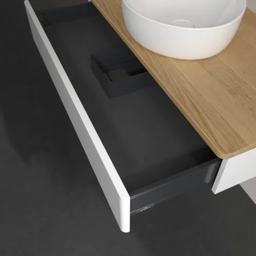 Bild von VILLEROY BOCH Antao Waschbeckenunterschrank, 1 Auszug, 1000 x 190 x 500 mm, Front ohne Struktur, Glossy White Lacquer / Honey Oak #K09011GF