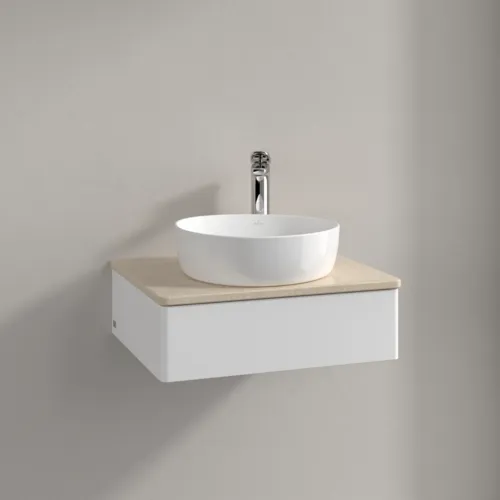 Bild von VILLEROY BOCH Antao Waschbeckenunterschrank, 1 Auszug, 600 x 190 x 500 mm, Front ohne Struktur, White Matt Lacquer / Botticino #K07053MT