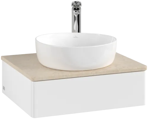 Bild von VILLEROY BOCH Antao Waschbeckenunterschrank, 1 Auszug, 600 x 190 x 500 mm, Front ohne Struktur, White Matt Lacquer / Botticino #K07053MT