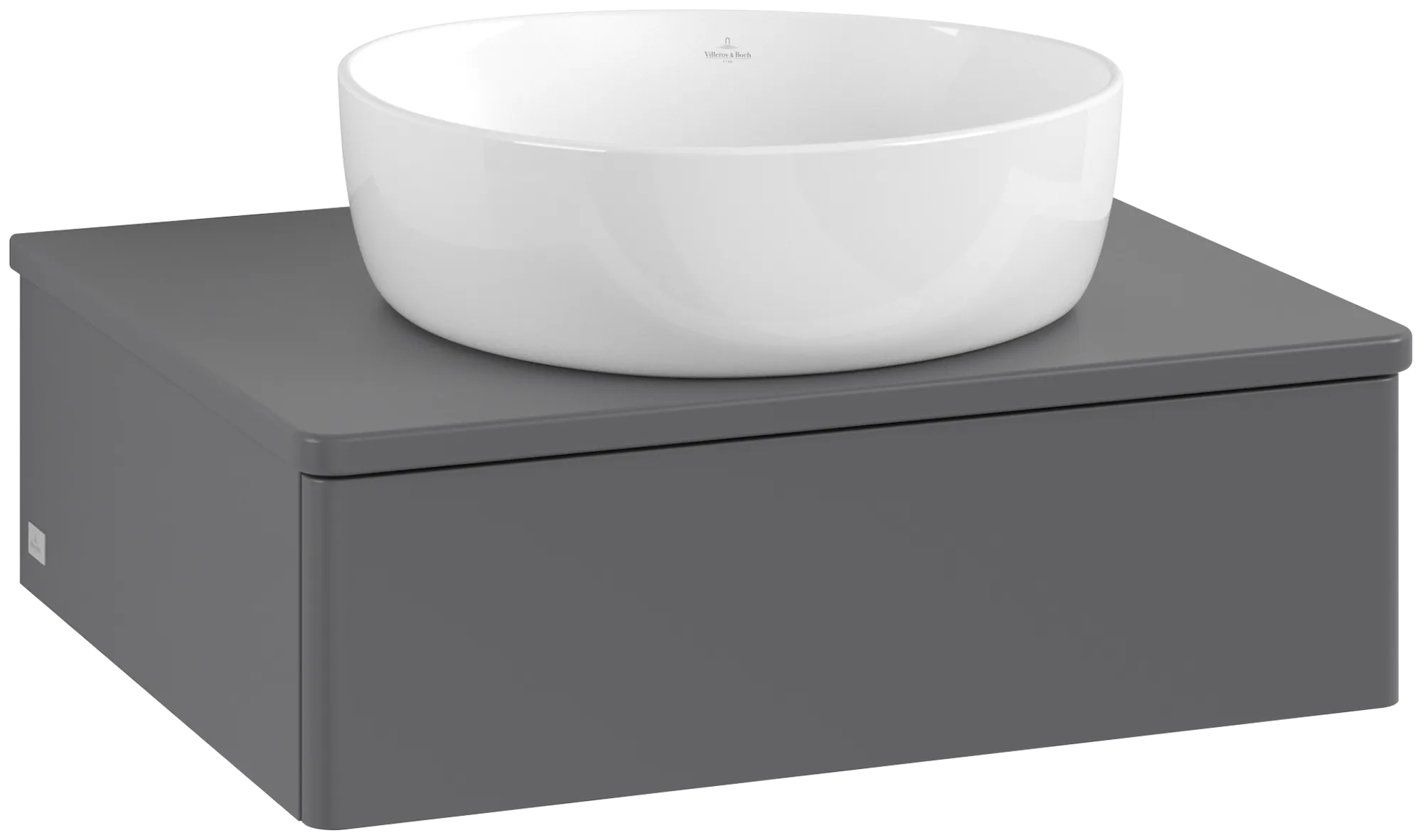 Bild von VILLEROY BOCH Antao Waschbeckenunterschrank, 1 Auszug, 600 x 190 x 500 mm, Front ohne Struktur, Anthracite Matt Lacquer / Anthracite Matt Lacquer #K07050GK