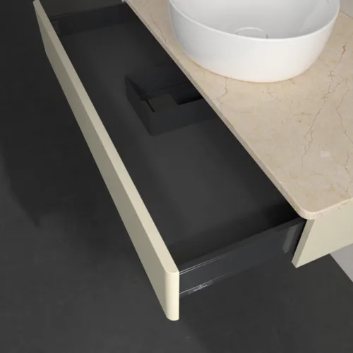 Bild von VILLEROY BOCH Antao Waschbeckenunterschrank, 1 Auszug, 1000 x 190 x 500 mm, Front ohne Struktur, Silk Grey Matt Lacquer / Botticino #K09013HJ
