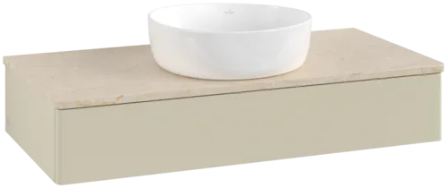 Picture of VILLEROY BOCH Antao Vanity unit, 1 pull-out compartment, 1000 x 190 x 500 mm, Front without structure, Silk Grey Matt Lacquer / Botticino #K09013HJ