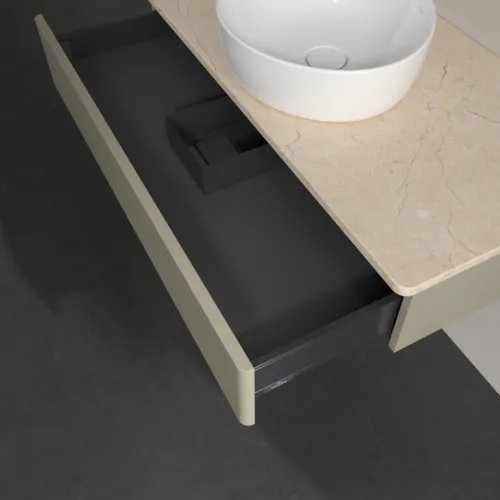 Obrázek VILLEROY BOCH Toaletní stolek Antao, 1 zásuvka, 1000 x 190 x 500 mm, přední strana bez konstrukce, Stone Grey Matt Lacquer / Botticino #K09013HK