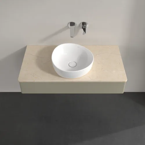Obrázek VILLEROY BOCH Toaletní stolek Antao, 1 zásuvka, 1000 x 190 x 500 mm, přední strana bez konstrukce, Stone Grey Matt Lacquer / Botticino #K09013HK