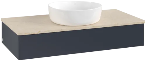 Picture of VILLEROY BOCH Antao Vanity unit, 1 pull-out compartment, 1000 x 190 x 500 mm, Front without structure, Midnight Blue Matt Lacquer / Botticino #K09013HG