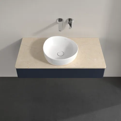 Obrázek VILLEROY BOCH Toaletní stolek Antao, 1 zásuvka, 1000 x 190 x 500 mm, přední strana bez konstrukce, Midnight Blue Matt Lacquer / Botticino #K09013HG
