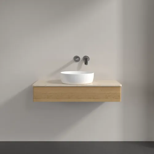Bild von VILLEROY BOCH Antao Waschbeckenunterschrank, 1 Auszug, 1000 x 190 x 500 mm, Front ohne Struktur, Honey Oak / Botticino #K09013HN