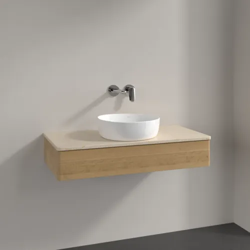 Bild von VILLEROY BOCH Antao Waschbeckenunterschrank, 1 Auszug, 1000 x 190 x 500 mm, Front ohne Struktur, Honey Oak / Botticino #K09013HN