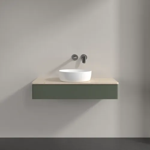 Obrázek VILLEROY BOCH Antao toaletní skříňka, 1 zásuvka, 1000 x 190 x 500 mm, přední strana bez konstrukce, Leaf Green Matt Lacquer / Botticino #K09013HL