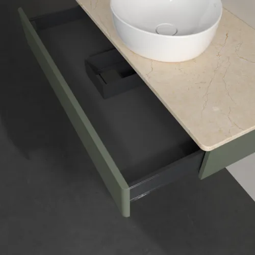 Obrázek VILLEROY BOCH Antao toaletní skříňka, 1 zásuvka, 1000 x 190 x 500 mm, přední strana bez konstrukce, Leaf Green Matt Lacquer / Botticino #K09013HL