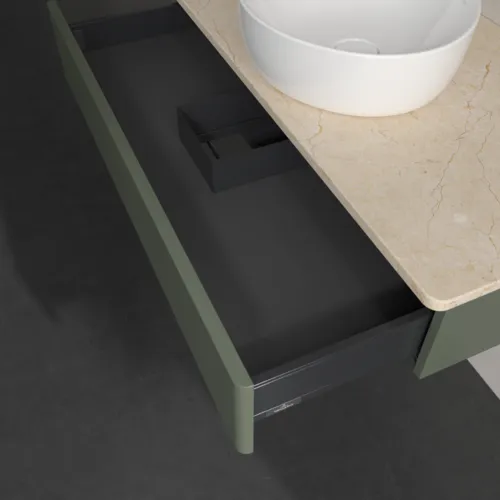 Obrázek VILLEROY BOCH Antao toaletní skříňka, 1 zásuvka, 1000 x 190 x 500 mm, přední strana bez konstrukce, Leaf Green Matt Lacquer / Botticino #K09013HL
