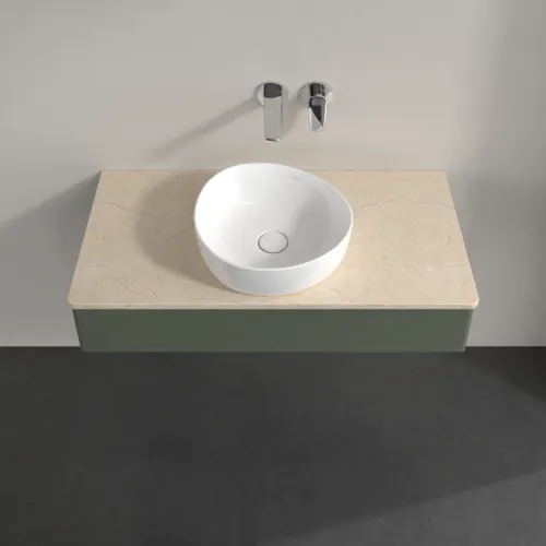 Obrázek VILLEROY BOCH Antao toaletní skříňka, 1 zásuvka, 1000 x 190 x 500 mm, přední strana bez konstrukce, Leaf Green Matt Lacquer / Botticino #K09013HL