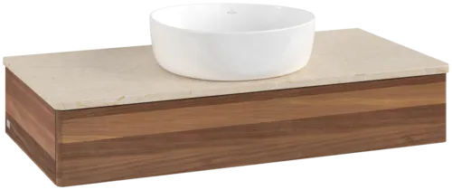 Bild von VILLEROY BOCH Antao Waschbeckenunterschrank, 1 Auszug, 1000 x 190 x 500 mm, Front ohne Struktur, Warm Walnut / Botticino #K09013HM
