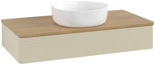 Bild von VILLEROY BOCH Antao Waschbeckenunterschrank, 1 Auszug, 1000 x 190 x 500 mm, Front mit Struktur, Silk Grey Matt Lacquer / Honey Oak #K09111HJ