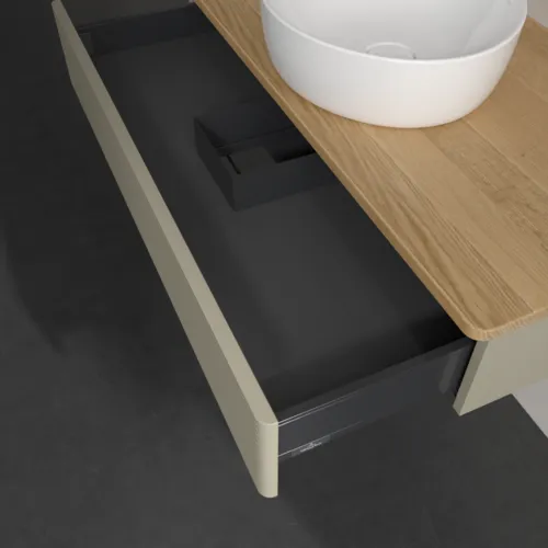 Bild von VILLEROY BOCH Antao Waschbeckenunterschrank, 1 Auszug, 1000 x 190 x 500 mm, Front mit Struktur, Stone Grey Matt Lacquer / Honey Oak #K09111HK