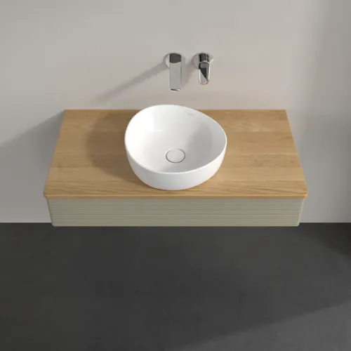 Bild von VILLEROY BOCH Antao Waschbeckenunterschrank, 1 Auszug, 1000 x 190 x 500 mm, Front mit Struktur, Stone Grey Matt Lacquer / Honey Oak #K09111HK
