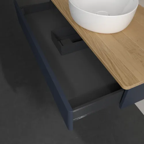 Bild von VILLEROY BOCH Antao Waschbeckenunterschrank, 1 Auszug, 1000 x 190 x 500 mm, Front mit Struktur, Midnight Blue Matt Lacquer / Honey Oak #K09111HG