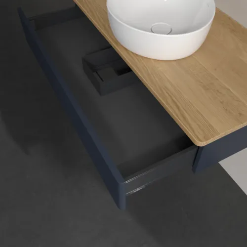 Bild von VILLEROY BOCH Antao Waschbeckenunterschrank, 1 Auszug, 1000 x 190 x 500 mm, Front mit Struktur, Midnight Blue Matt Lacquer / Honey Oak #K09111HG