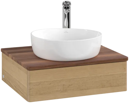 Bild von VILLEROY BOCH Antao Waschbeckenunterschrank, 1 Auszug, 600 x 190 x 500 mm, Front ohne Struktur, Honey Oak / Warm Walnut #K07052HN