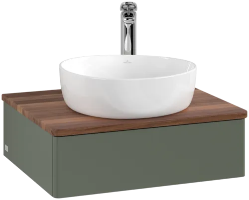 Bild von VILLEROY BOCH Antao Waschbeckenunterschrank, 1 Auszug, 600 x 190 x 500 mm, Front ohne Struktur, Leaf Green Matt Lacquer / Warm Walnut #K07052HL