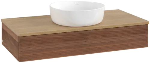 Bild von VILLEROY BOCH Antao Waschbeckenunterschrank, 1 Auszug, 1000 x 190 x 500 mm, Front mit Struktur, Warm Walnut / Honey Oak #K09111HM