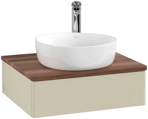 Bild von VILLEROY BOCH Antao Waschbeckenunterschrank, 1 Auszug, 600 x 190 x 500 mm, Front ohne Struktur, Silk Grey Matt Lacquer / Warm Walnut #K07052HJ