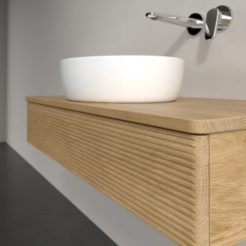 Bild von VILLEROY BOCH Antao Waschbeckenunterschrank, 1 Auszug, 1000 x 190 x 500 mm, Front mit Struktur, Honey Oak / Honey Oak #K09111HN