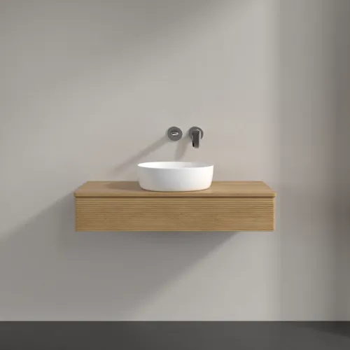 Bild von VILLEROY BOCH Antao Waschbeckenunterschrank, 1 Auszug, 1000 x 190 x 500 mm, Front mit Struktur, Honey Oak / Honey Oak #K09111HN