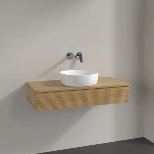 Bild von VILLEROY BOCH Antao Waschbeckenunterschrank, 1 Auszug, 1000 x 190 x 500 mm, Front mit Struktur, Honey Oak / Honey Oak #K09111HN