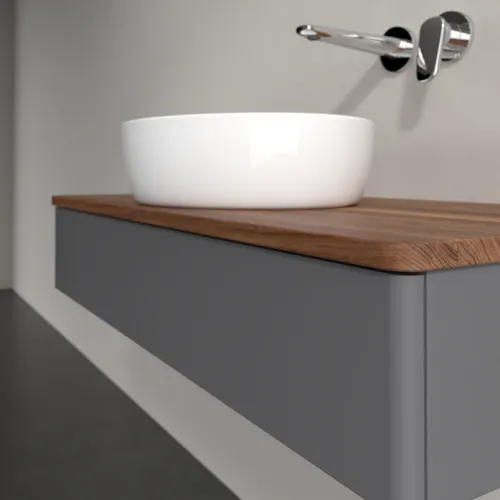 Obrázek VILLEROY BOCH Toaletní skříňka Antao, 1 zásuvka, 1000 x 190 x 500 mm, přední strana bez konstrukce, antracit matný lak / teplý ořech #K09012GK