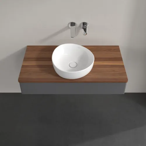 Obrázek VILLEROY BOCH Toaletní skříňka Antao, 1 zásuvka, 1000 x 190 x 500 mm, přední strana bez konstrukce, antracit matný lak / teplý ořech #K09012GK