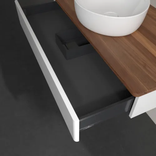 Bild von VILLEROY BOCH Antao Waschbeckenunterschrank, 1 Auszug, 1000 x 190 x 500 mm, Front ohne Struktur, Glossy White Lacquer / Warm Walnut #K09012GF