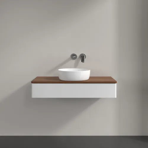 Bild von VILLEROY BOCH Antao Waschbeckenunterschrank, 1 Auszug, 1000 x 190 x 500 mm, Front ohne Struktur, Glossy White Lacquer / Warm Walnut #K09012GF