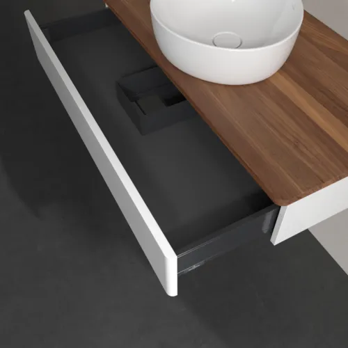 Bild von VILLEROY BOCH Antao Waschbeckenunterschrank, 1 Auszug, 1000 x 190 x 500 mm, Front ohne Struktur, Glossy White Lacquer / Warm Walnut #K09012GF