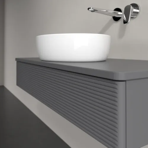 Bild von VILLEROY BOCH Antao Waschbeckenunterschrank, 1 Auszug, 1000 x 190 x 500 mm, Front mit Struktur, Anthracite Matt Lacquer / Anthracite Matt Lacquer #K09110GK